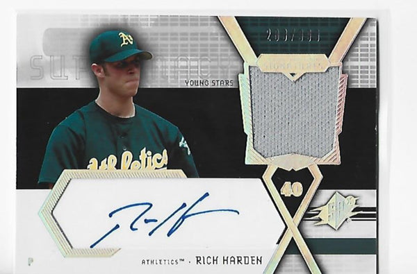 Rich Harden 2004 Upper Deck SPX #SS-RH (289/999) Autograph Game-Used Jersey Card