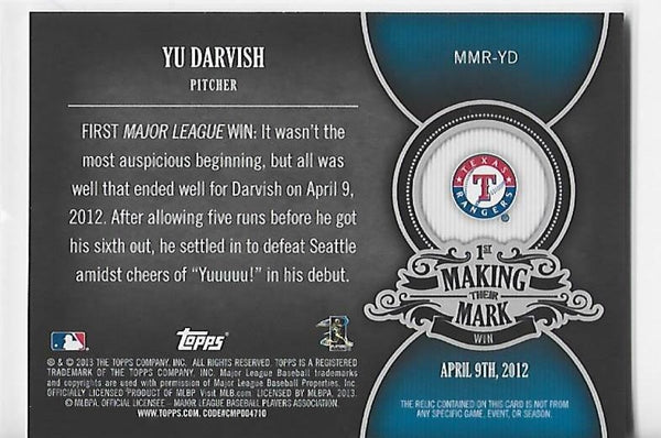 Yu Darvish 2013 Topps Making Their Mark #MMR-YD Card