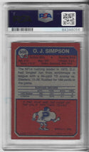 OJ Simpson 1973 Topps Autographed Card PSA Auto MINT 9