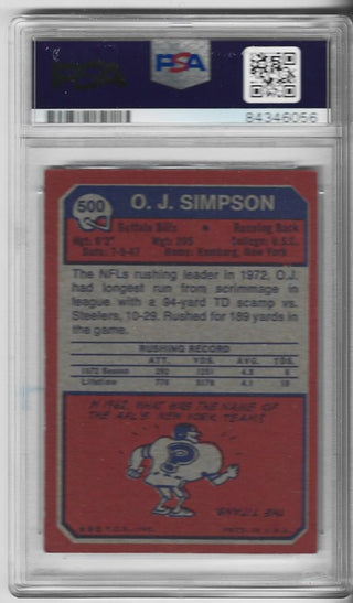 OJ Simpson 1973 Topps Autographed Card PSA Auto MINT 9