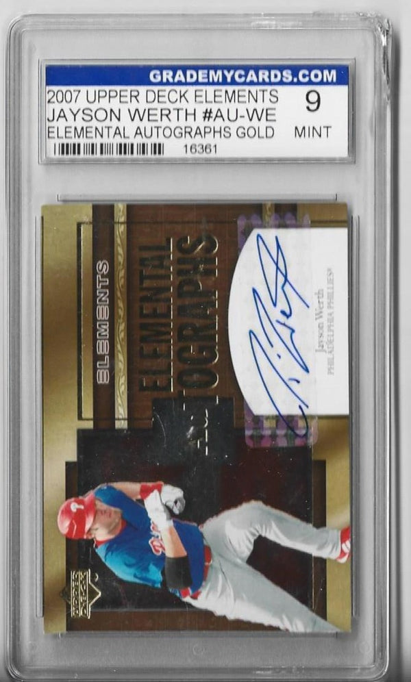 Jayson Werth 2007 Upper Deck Elements #AU-WE Elemental Autographs Gold Card