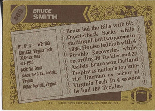 Bruce Smith 1986 Topps Card