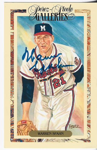 Warren Spahn 1990 Perez Steele Galleries Autographed Picture (JSA Authenticated)