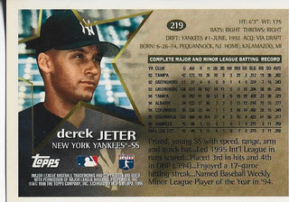 Derek Jeter 1996 Topps Card #219