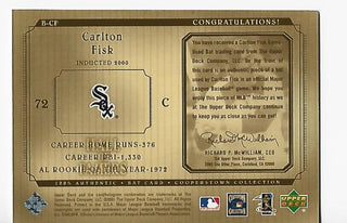 Carlton Fisk 2001 Upper Deck Hall of Famers Bat #B-CF Card