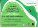 Andre Johnson 2003 Topps Pristine Game Worn Jersey Card