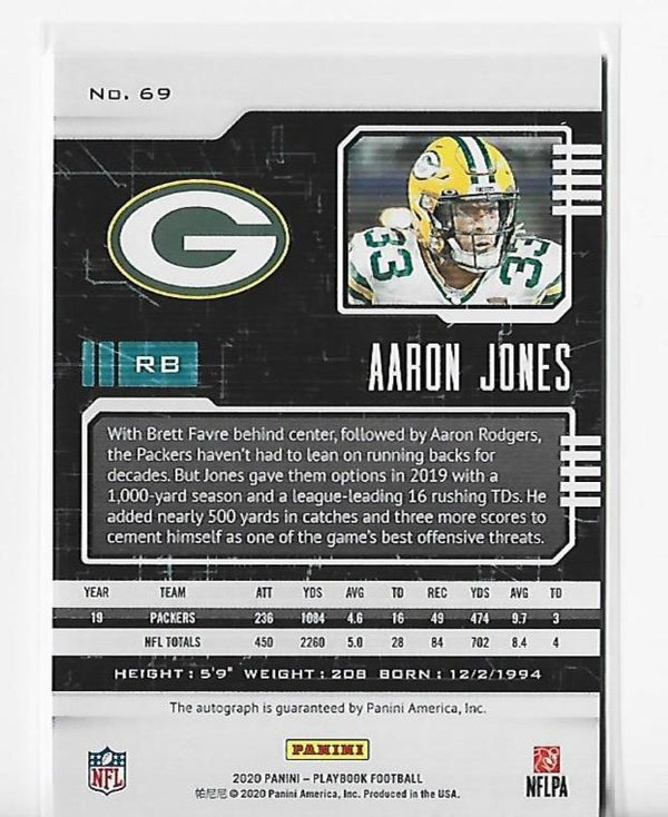 Aaron Jones 2020 Panini Playbook #69 4/10 Card