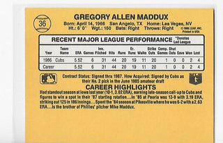 Greg Maddux 1987 Donruss #36 Rated Rookie Card