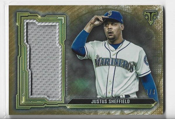 Justus Sheffield 2020 Topps Triple Threads #SJR-JSE (1/9) Jumbo Relic Card