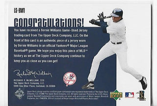 Bernie Williams 2003 Upper Deck #L6-BW1 (64/100) Game Used Jersey Card