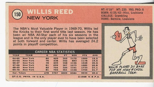 Willis Reed 1970-1971 Topps #150 Near Mint Card