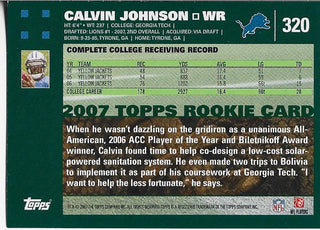 Calvin Johnson 2007 Topps Rookie Card