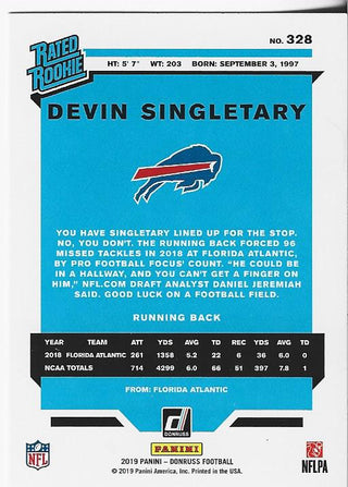 Devin Singletary 2019 Donruss Rookie Card