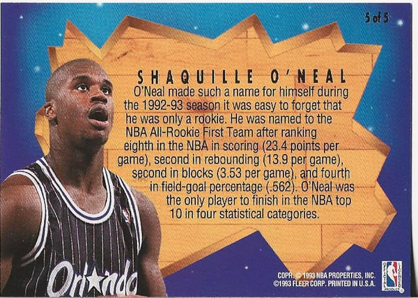 Shaquille O'Neal 1993 Fleer Rookie Card #5