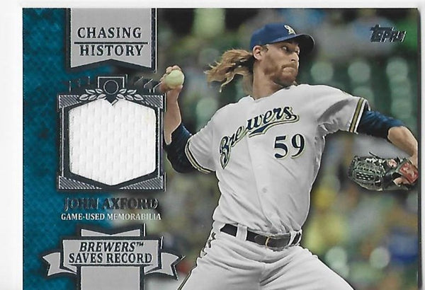 John Axford 2013 Topps Chasing History #CHR-JA Game-Used Memorabilia Card