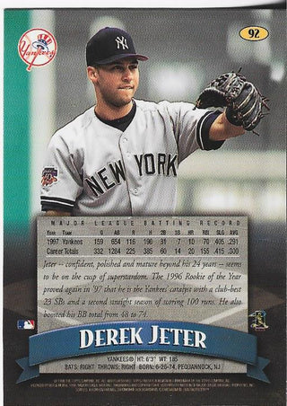 Derek Jeter 1998 Topps Finest Card #92