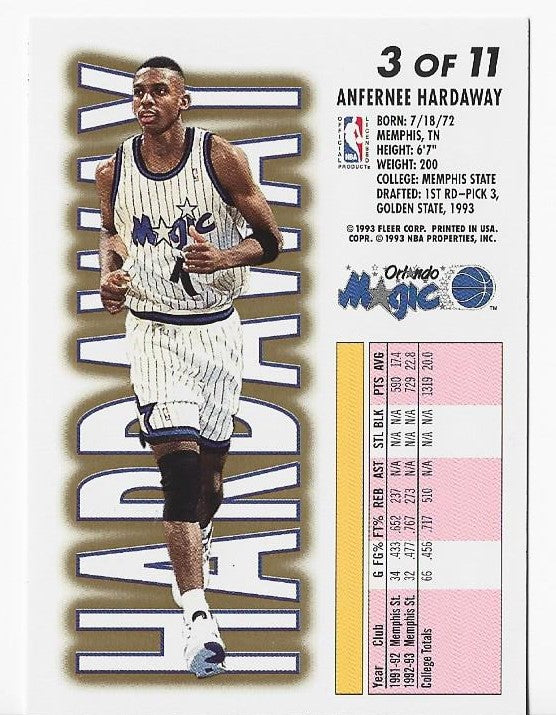 Anfernee Hardaway 1993 Fleer #3 Rookie Card