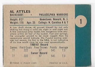 Al Attles 1961 Fleer Basketball #1 Card