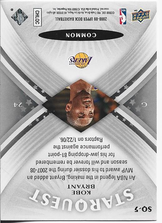Kobe Bryant 2008 Upper Deck Starquest Card #SQ-5