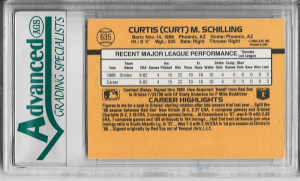 Curt Schilling 1989 Donruss Card (AGA 10)