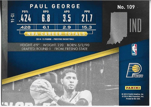 Paul George 2014 Panini Prestige Card 23/49 #109