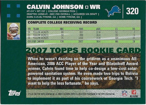 Calvin Johnson 2007 Topps Rookie Card