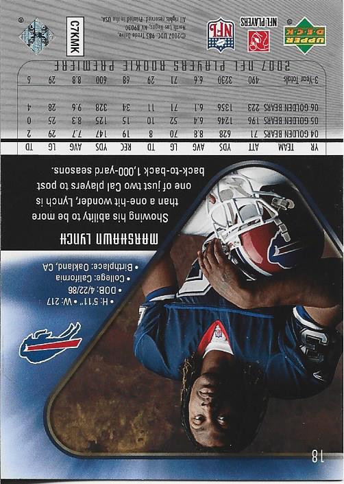 Marshawn Lynch 2007 Upper Deck Rookie Card #18