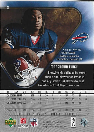 Marshawn Lynch 2007 Upper Deck Rookie Card #18
