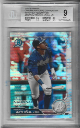 Ronald Acuna Jr 2019 Bowman Chrome National Convention Wrapper Redemption Card (BGS Mint 9) #BNR-RAJ
