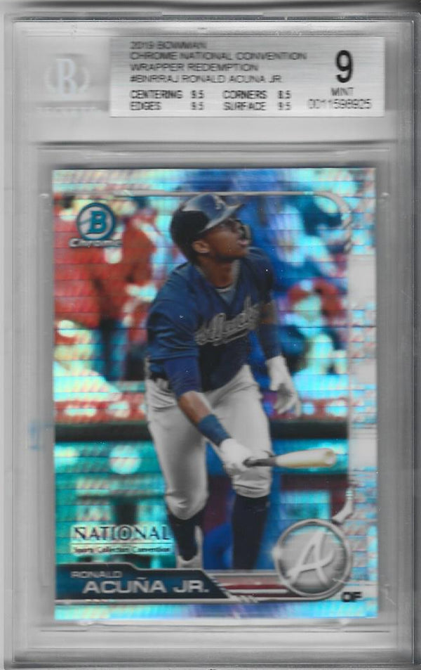 Ronald Acuna Jr 2019 Bowman Chrome National Convention Wrapper Redemption Card (BGS Mint 9) #BNR-RAJ