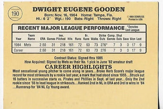 Dwight Gooden 1985 Donruss #190 Rookie Card