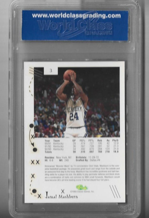 Jamal Mashburn 1993 Classic C3 #3 Rookie (WCG Grade 10 GEM-MT 10) Card