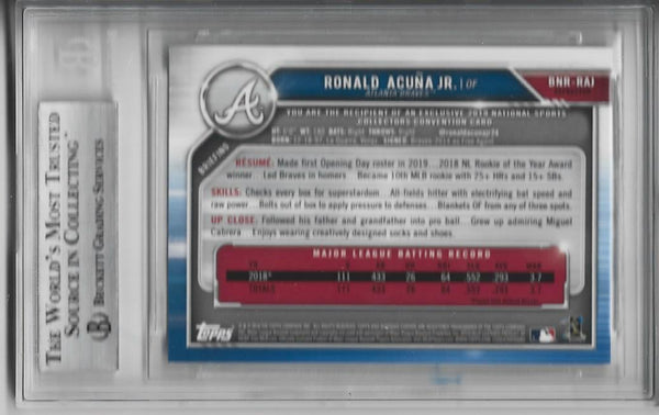 Ronald Acuna Jr 2019 Bowman Chrome National Convention Wrapper Redemption Card (BGS Mint 9) #BNR-RAJ