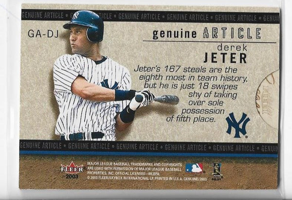 Derek Jeter 2003 Fleer Genuine Article #GA-DJ Game-Worn Jersey Card