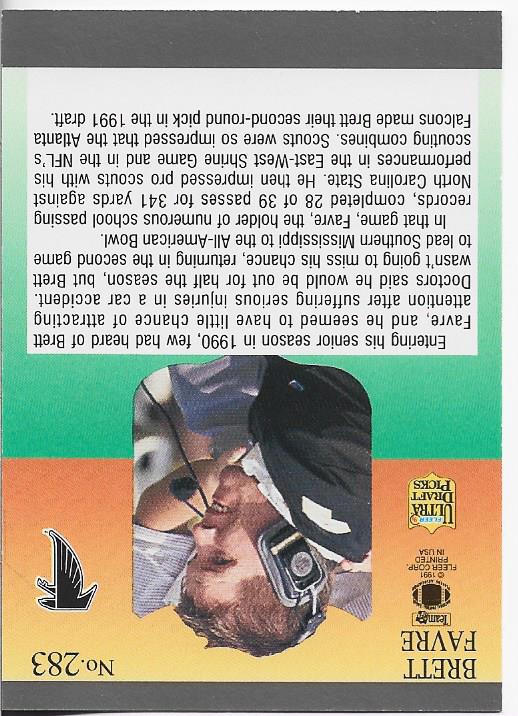 Brett Favre 1991 Fleer Rookie Card