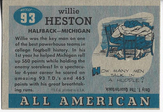 Willie Heston 1955 All American Card