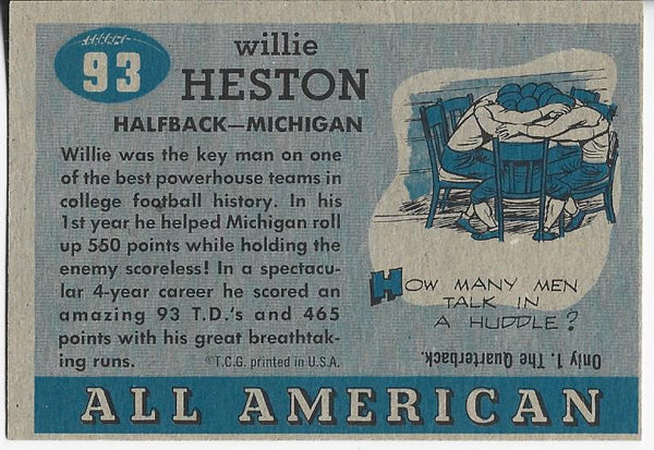Willie Heston 1955 All American Card