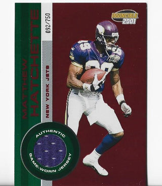 Matthew Hatchette 2001Pacific Invincible #167 (/750) Game-Worn Jersey Card
