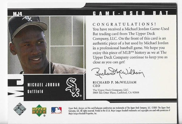Michael Jordan 2001 Upper Deck #MJ4 Game-Used Bat Card