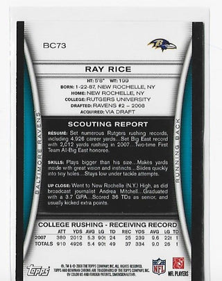 Ray Rice 2008 Topps #BC73 Bowman Chrome Rookie Card