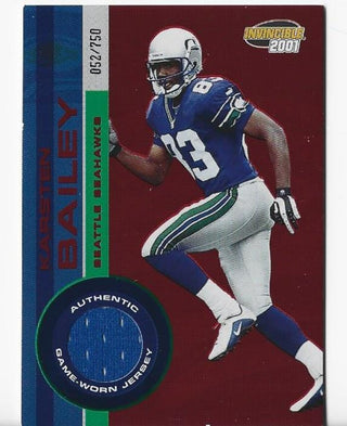 Karsten Bailey 2001 Pacific Invincible #223 (052/750) Game-Worn Jersey Card