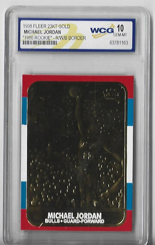 Michael Jordan 1998 Fleer 23KT Gold "1986 Rookie" Card (WCG Grade 10 GEM-MT) Card