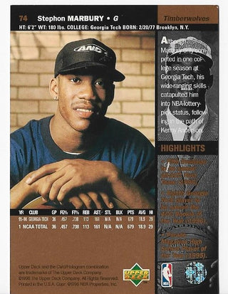 Stephon Marbury 1996 Upper Deck #74 Rookie Card