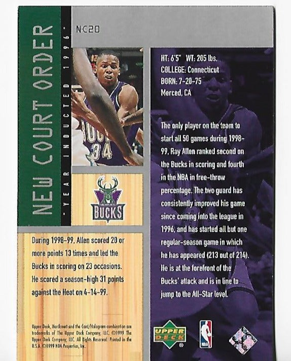 Ray Allen 1996 Upper Deck Hard Court New Court Order #NC20 Card