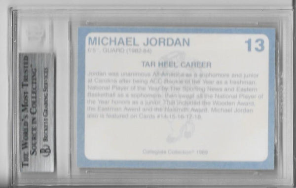 Michael Jordan 1989-90 North Carolina Collegiate Collection #13 (Beckett 8.5 NM-MT) Card