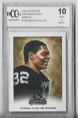 Marcus Allen 2002 Donruss Gridiron Kings Sample #168 (Beckett Grade 10 MINT OR BETTER) Card