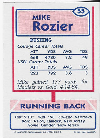 Mike Rozier 1985 Topps Card #55