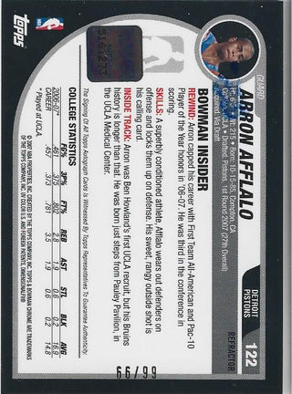 Arron Afflalo 2006 Bowman Chrome Autographed Rookie Card 66/99