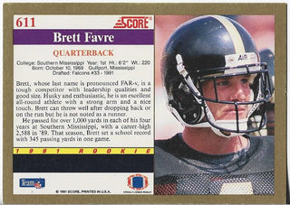 Brett Favre 1991 Score Rookie Card