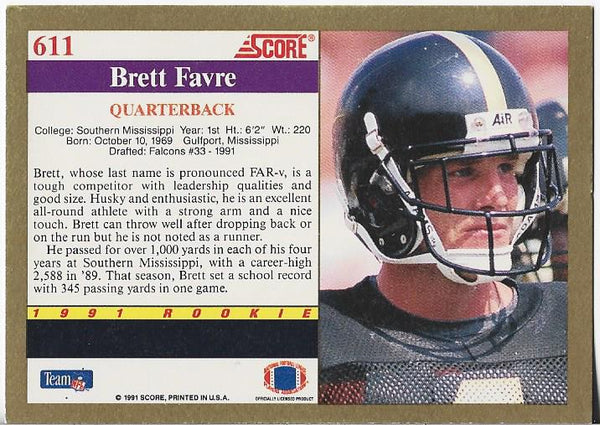 Brett Favre 1991 Score Rookie Card